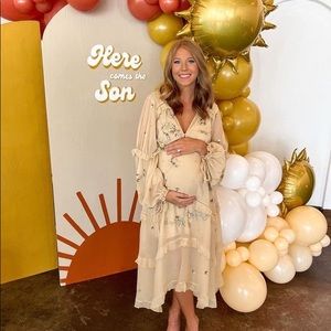 ASOS design a-line midi dress with cluster embellishment in gold size 6